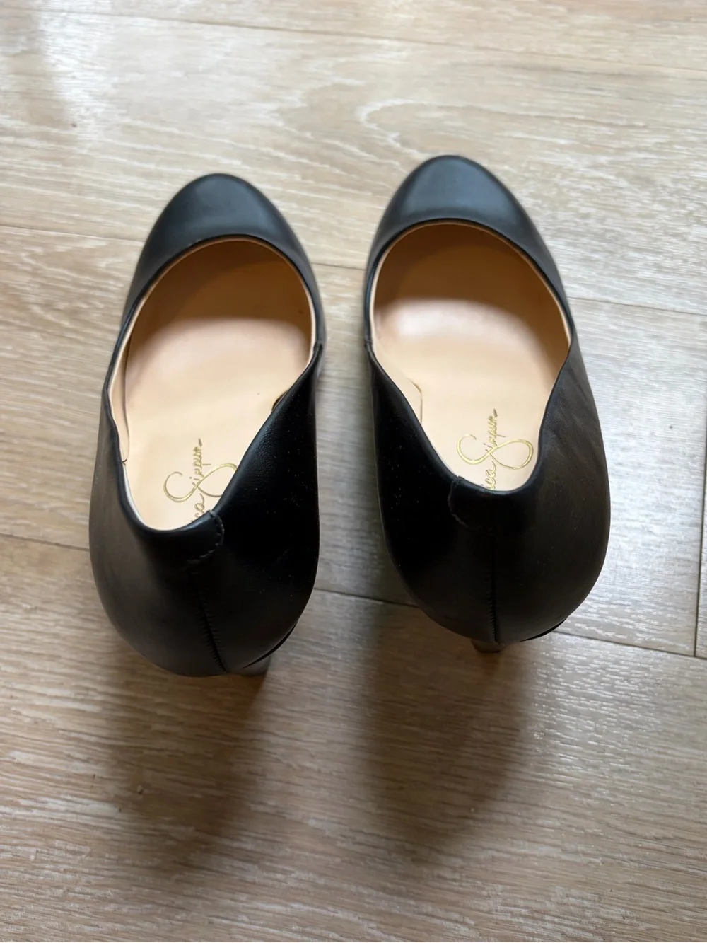Jessica Simpson Suzanna Black Leather-Look Wedge Pumps